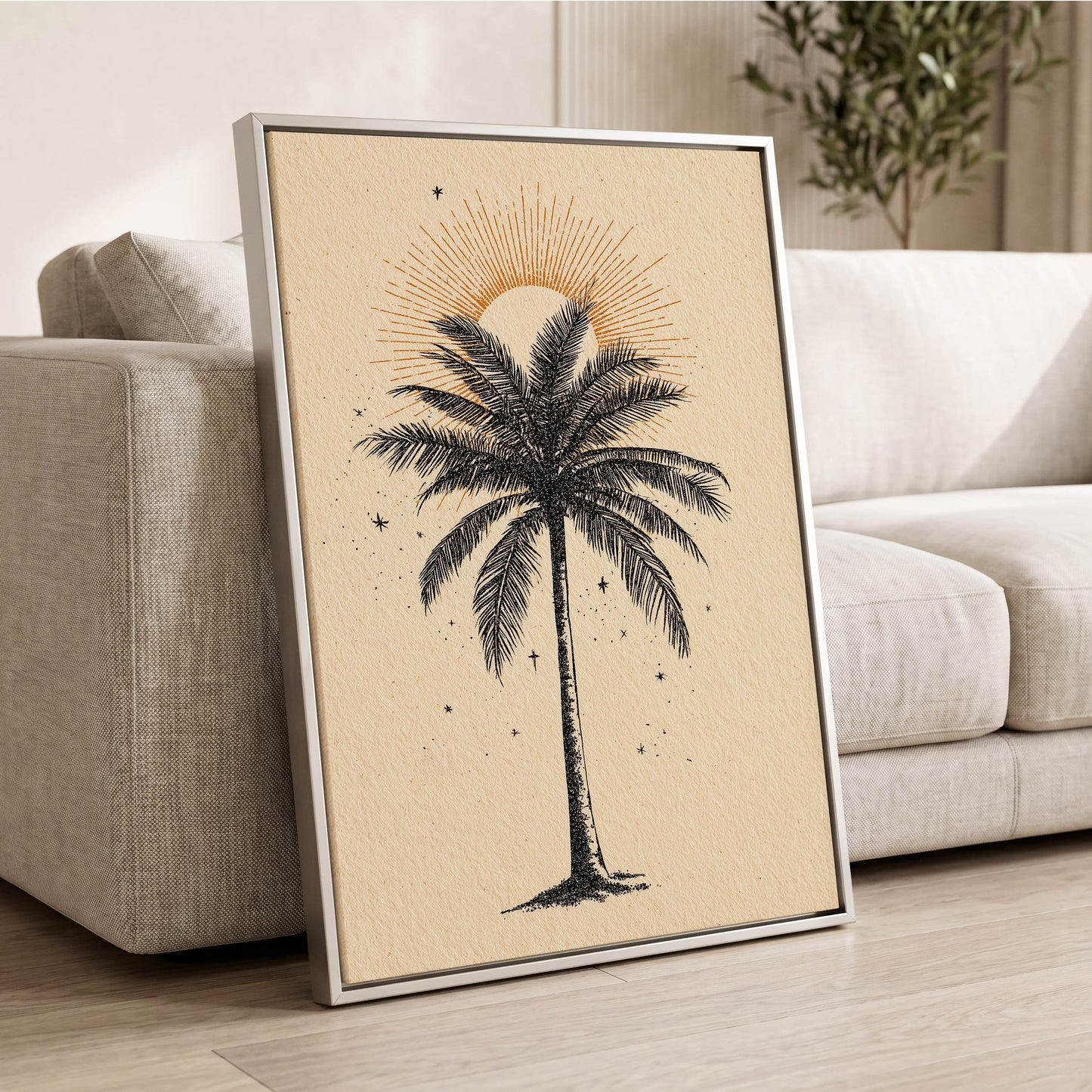 Solar Palm Reverie – wall art displayed in a styled interior, gallery view 2