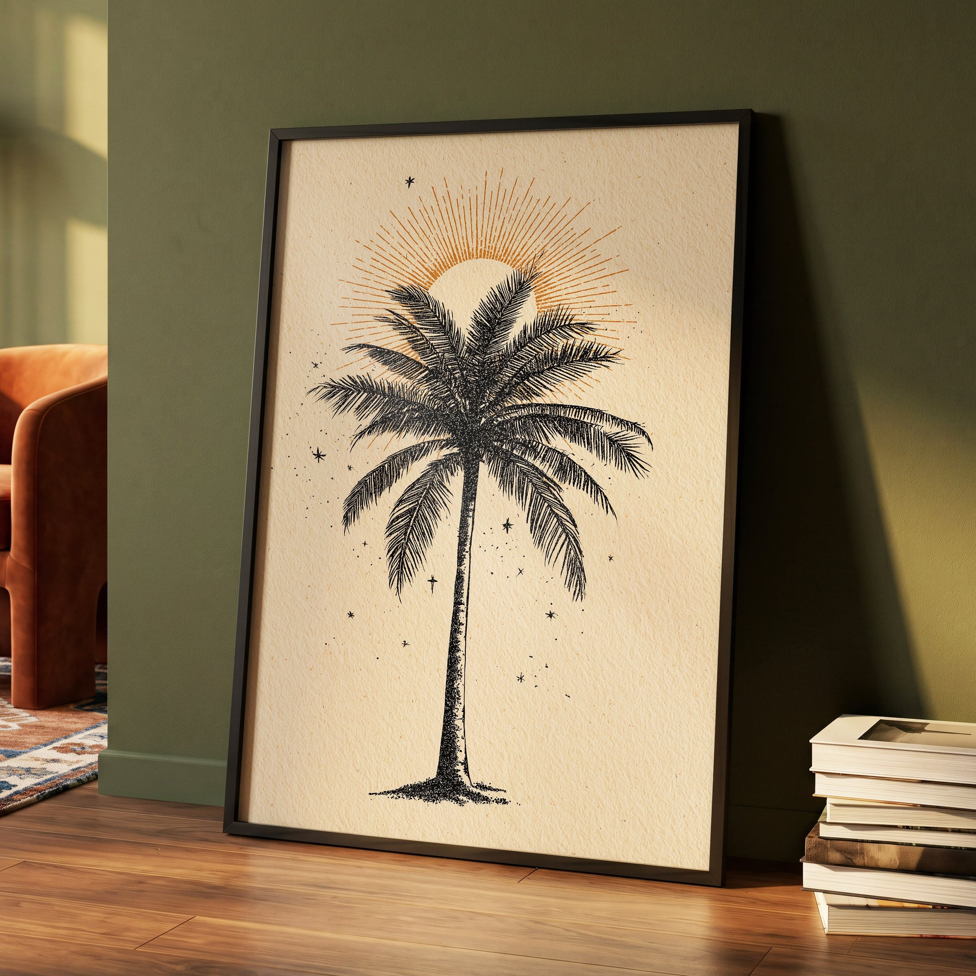 Solar Palm Reverie – wall art displayed in a styled interior, gallery view 4