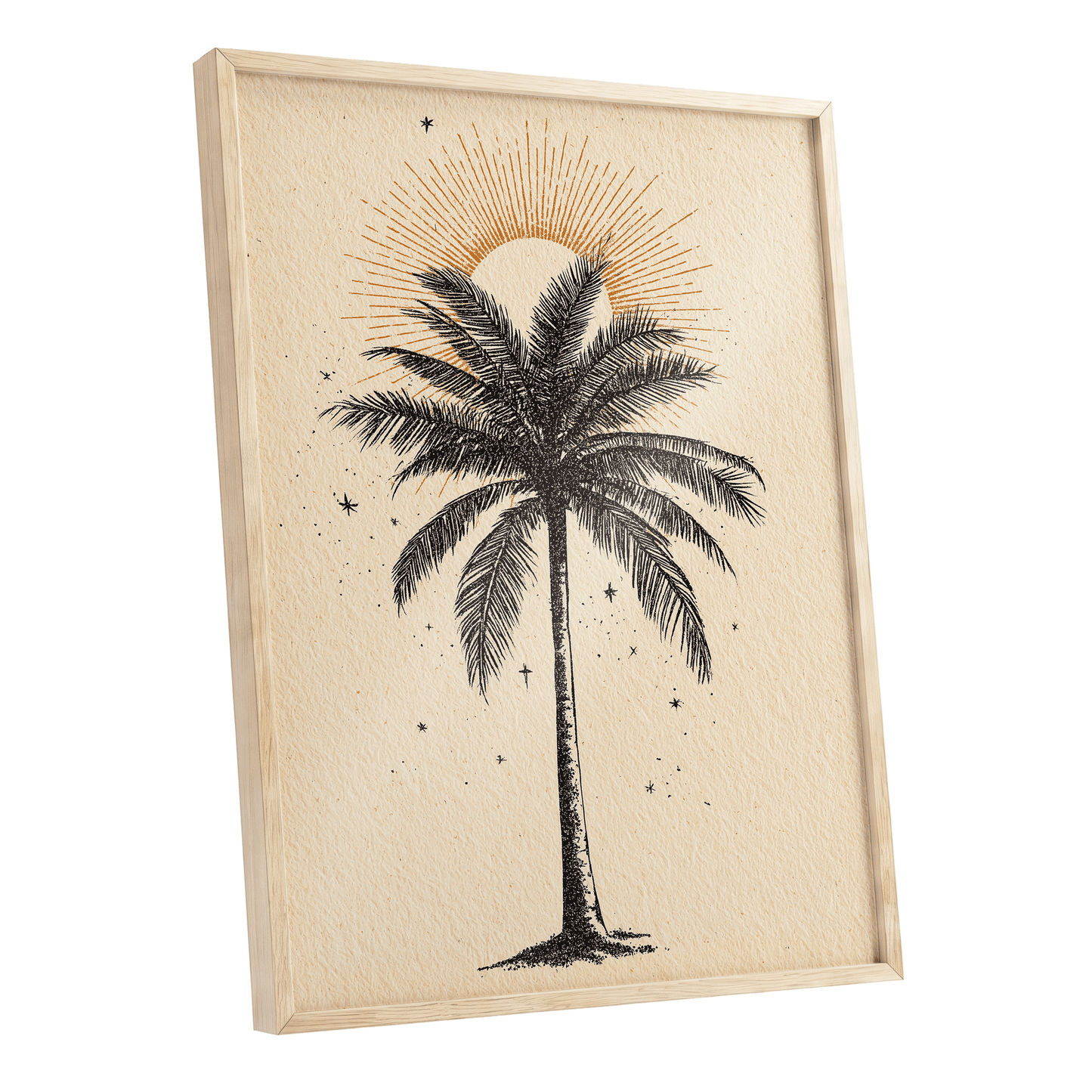 Solar Palm Reverie – oak framed poster option