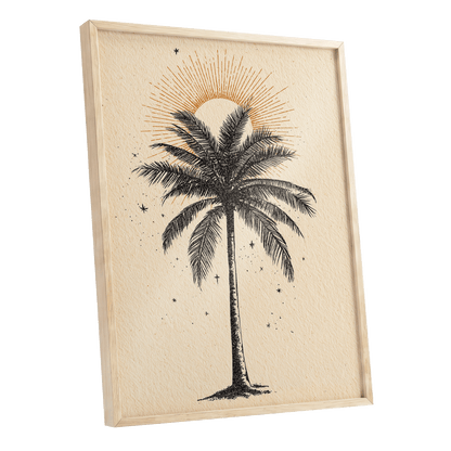 Solar Palm Reverie – oak framed poster option