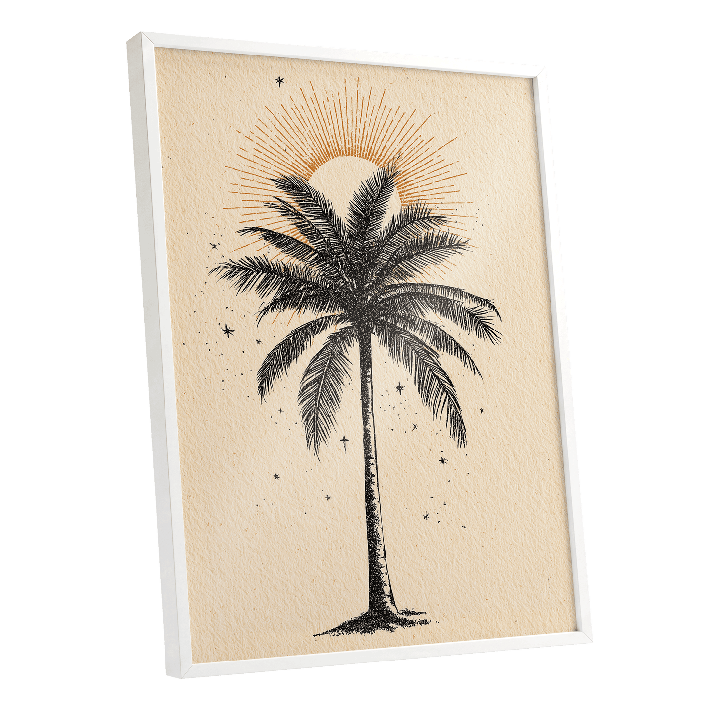 Solar Palm Reverie – white framed poster option