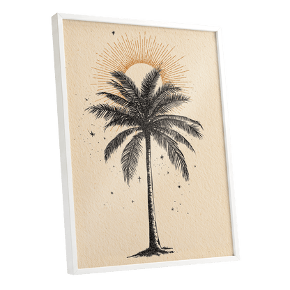 Solar Palm Reverie – white framed poster option