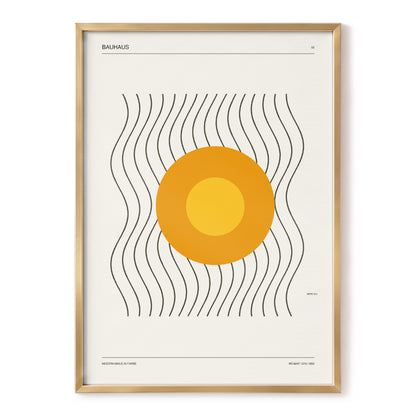 Solar Rhythm, beige, orange, black minimalist wall art, front artwork view