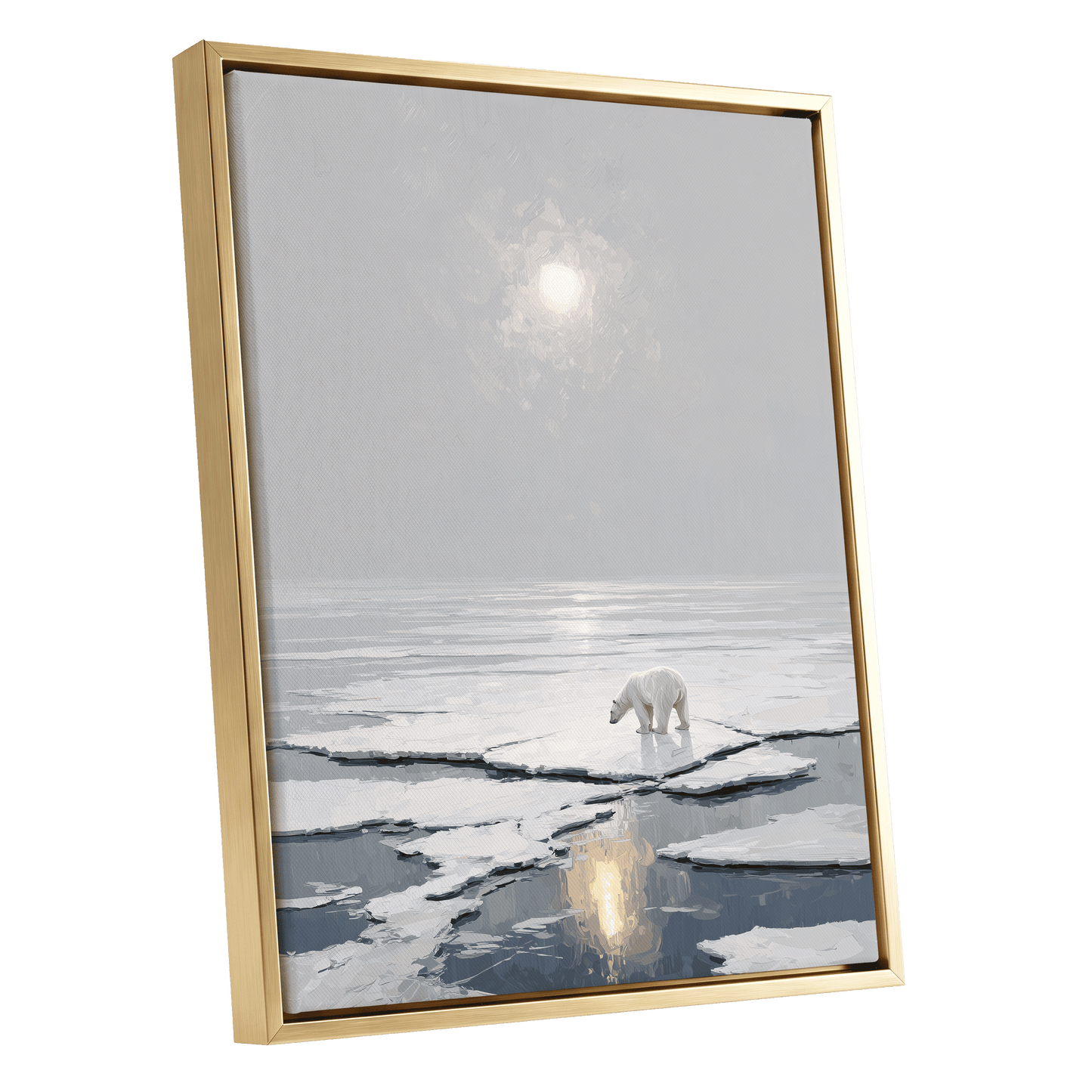 Solitary Arctic Light – gold framed canvas option