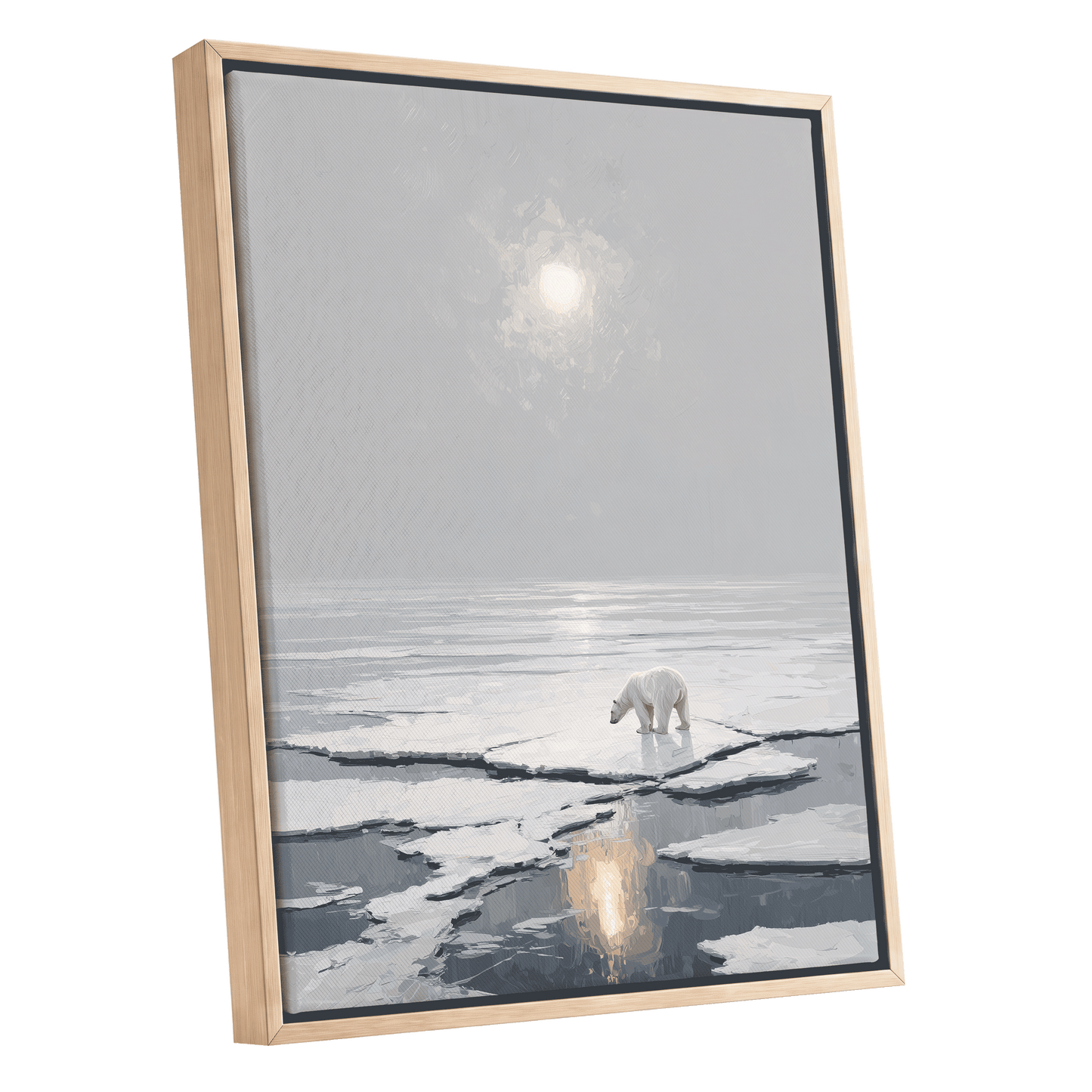Solitary Arctic Light – oak framed canvas option