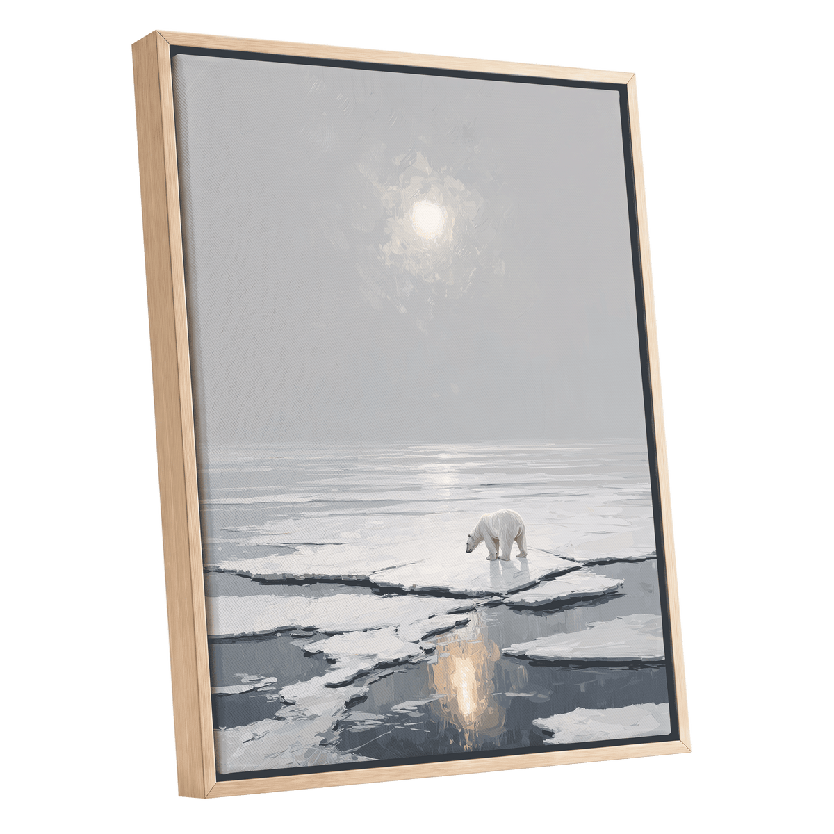 Solitary Arctic Light – oak framed canvas option