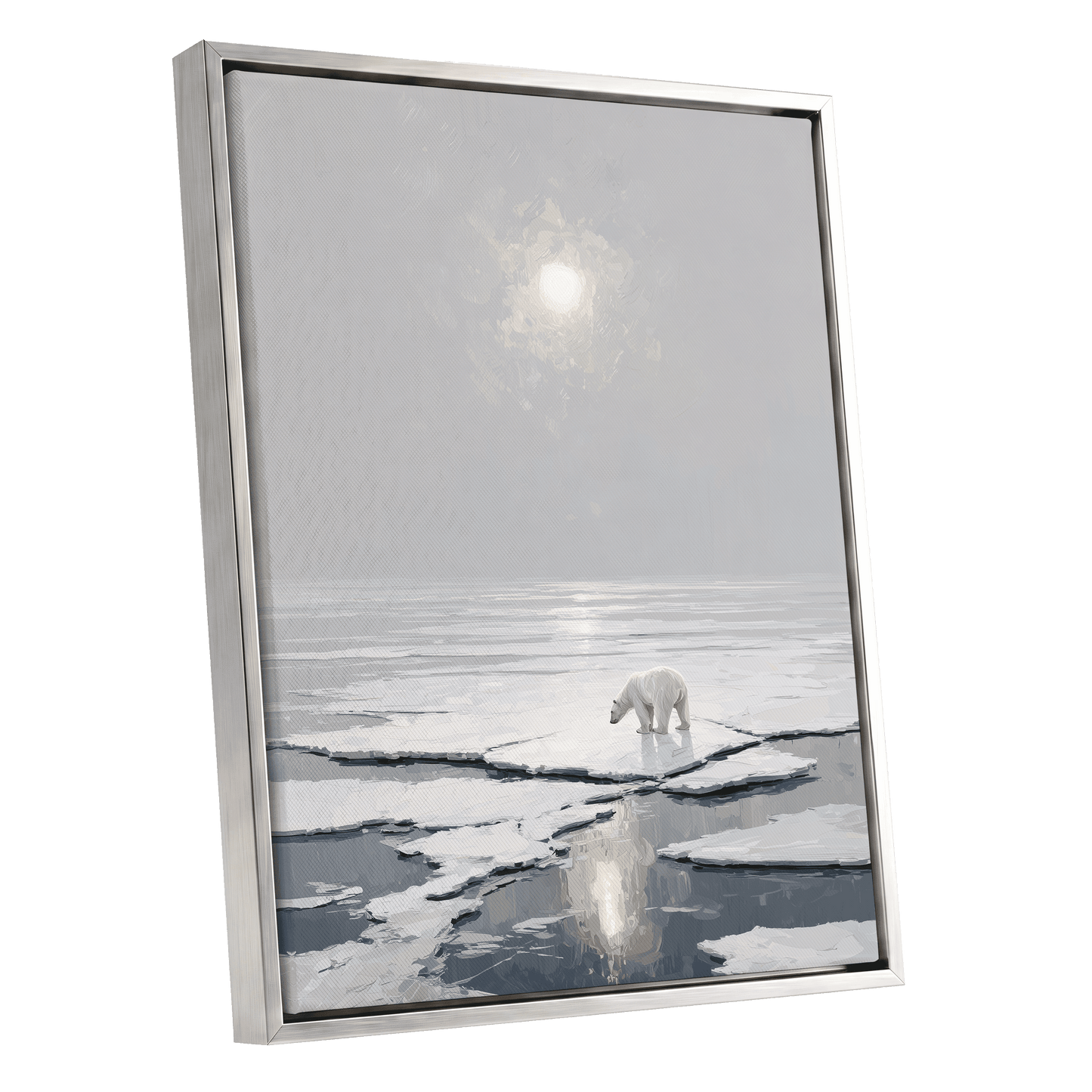 Solitary Arctic Light – silver framed canvas option