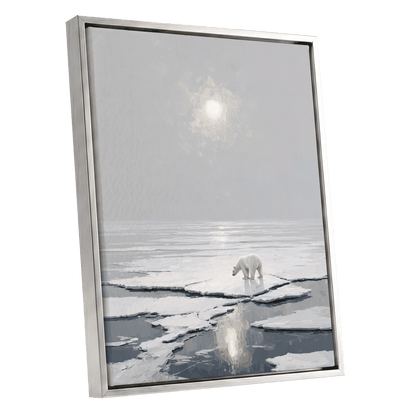 Solitary Arctic Light – silver framed canvas option