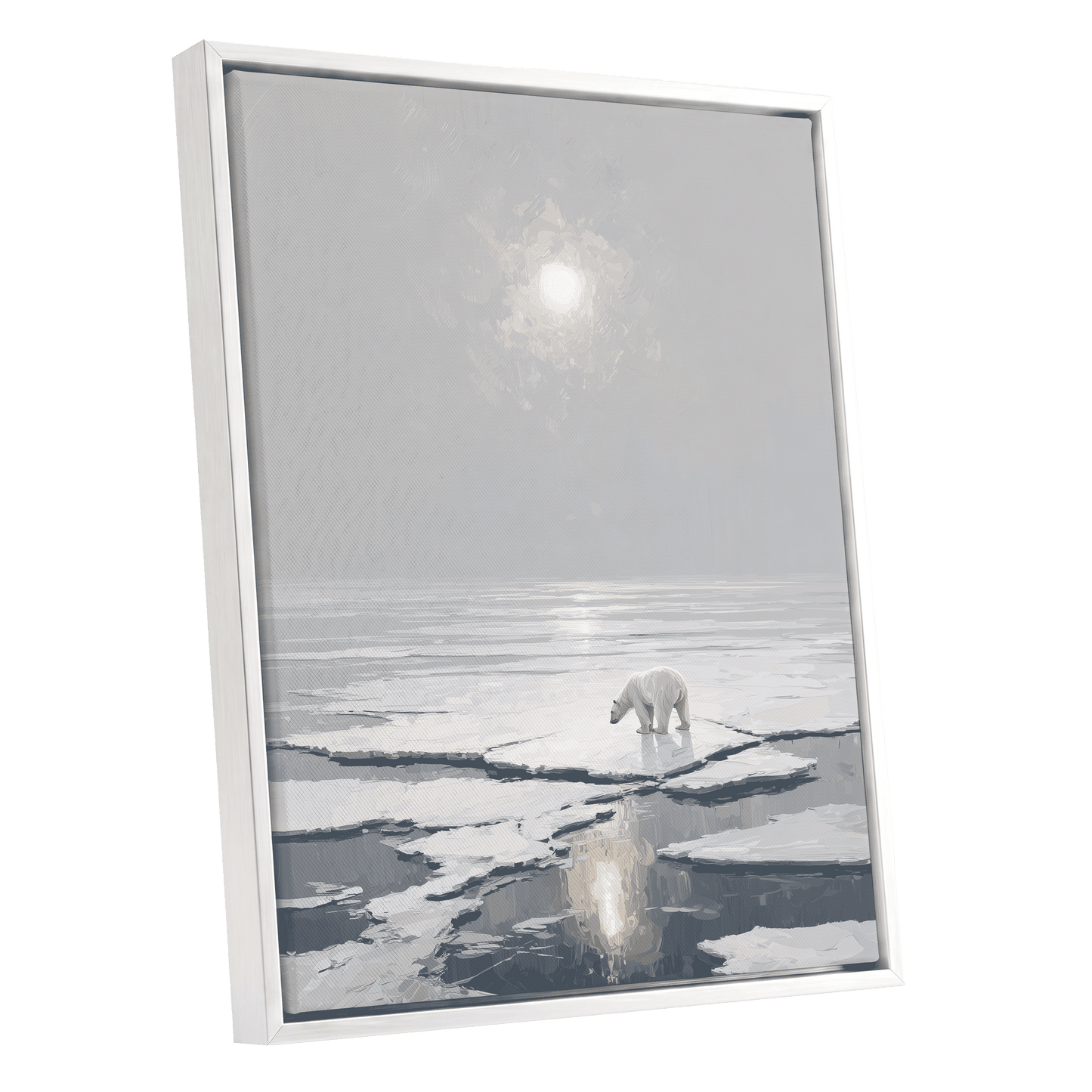 Solitary Arctic Light – white framed canvas option