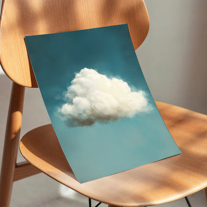 Solitary Cumulus, blue, white, gray nature wall art displayed in a styled interior, gallery view 5