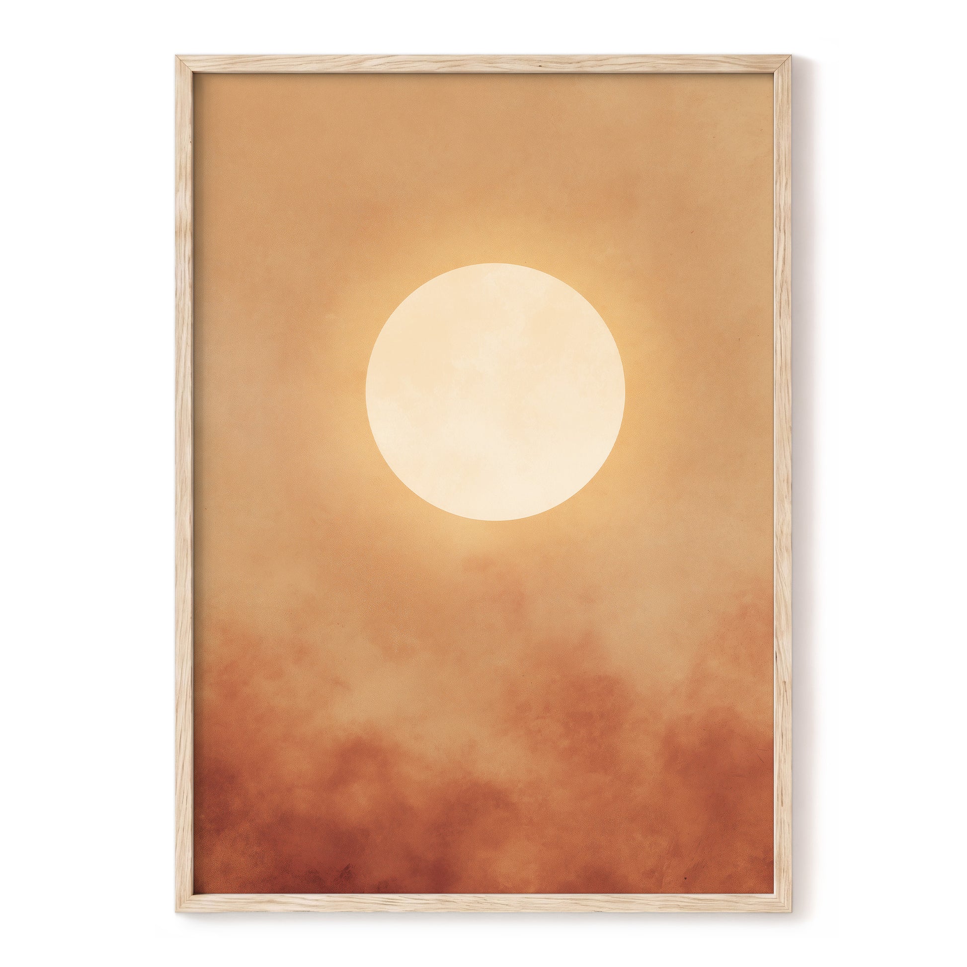 Solstice Halo – orange, brown, beige minimalist wall art, front view