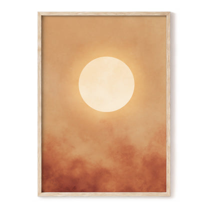 Solstice Halo – orange, brown, beige minimalist wall art, front view