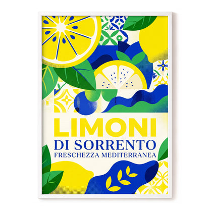 Sorrento Citrus Rhythm, yellow, blue, green nature wall art, front artwork view