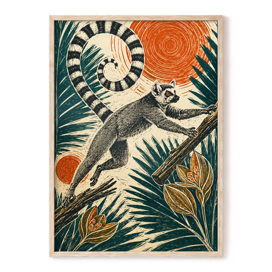 Spiral Tail Canopy, beige, black, green nature wall art, front artwork view