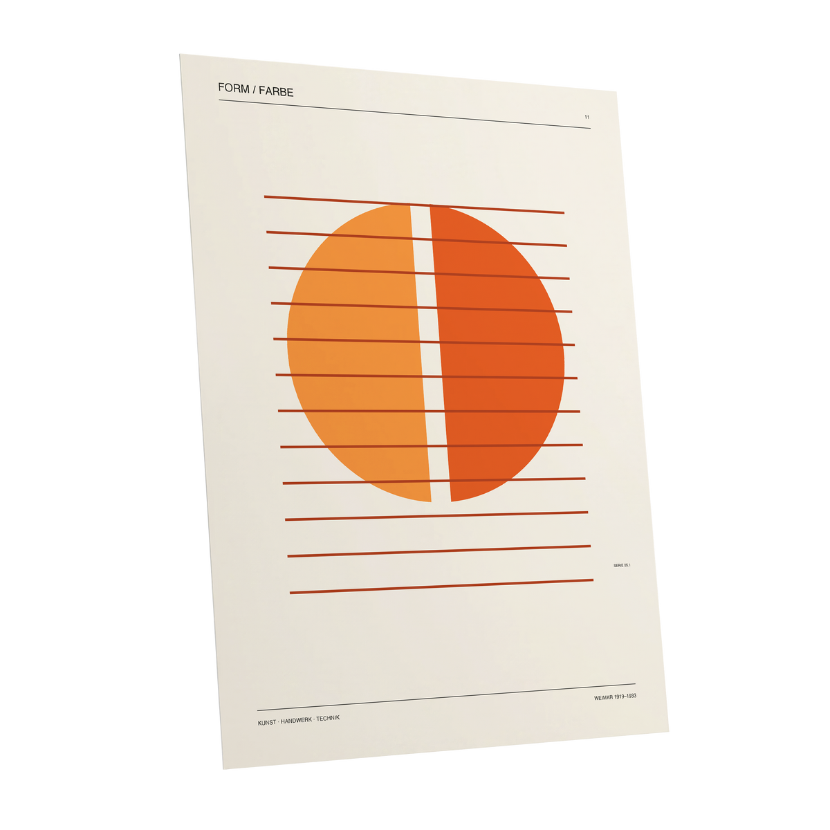 Split Orange Study, beige, orange, brown minimalist wall art shown as a unframed poster wall art print