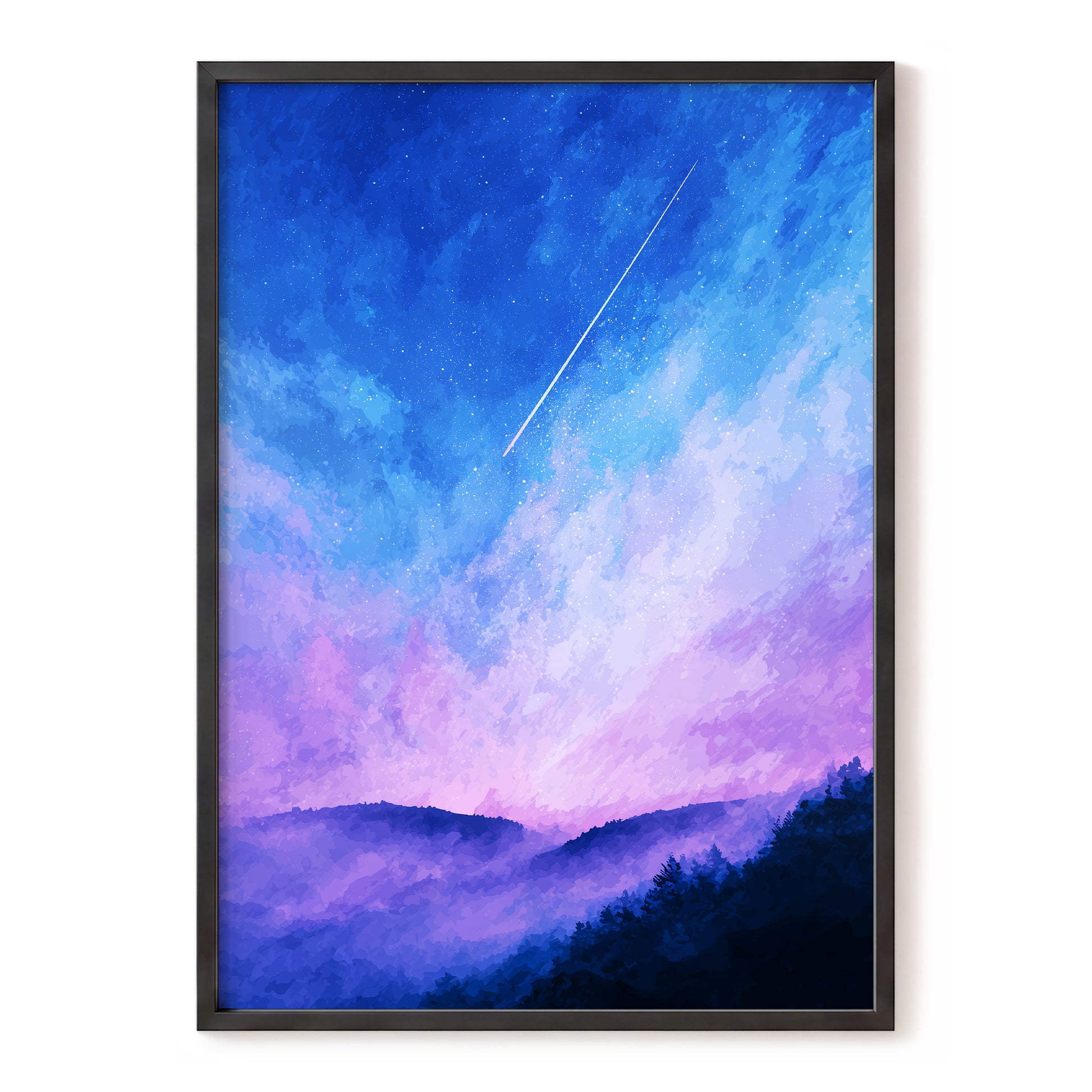 Starlit Lavender Horizon, blue, purple, pink nature wall art, front artwork view
