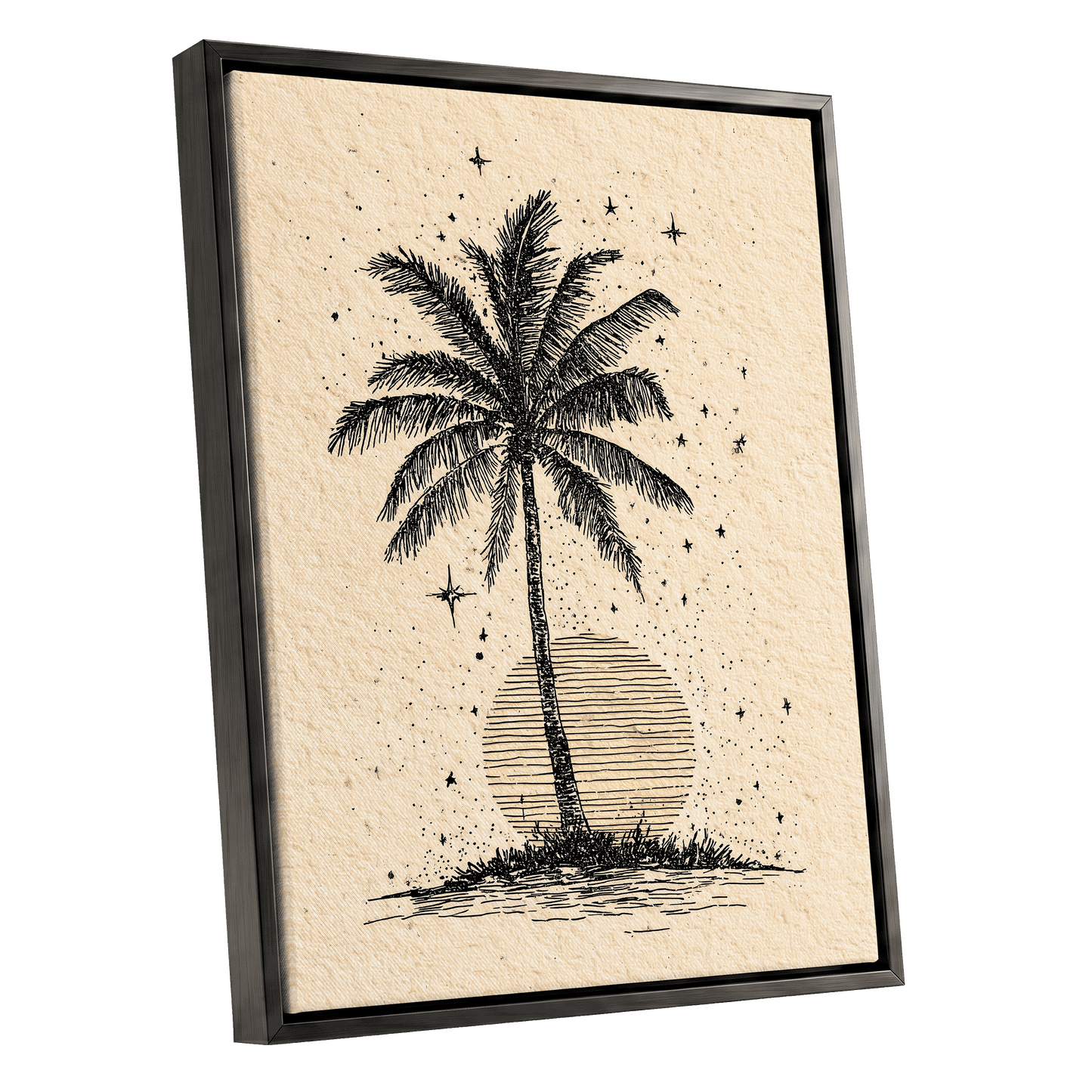 Starlit Palm – black framed canvas option