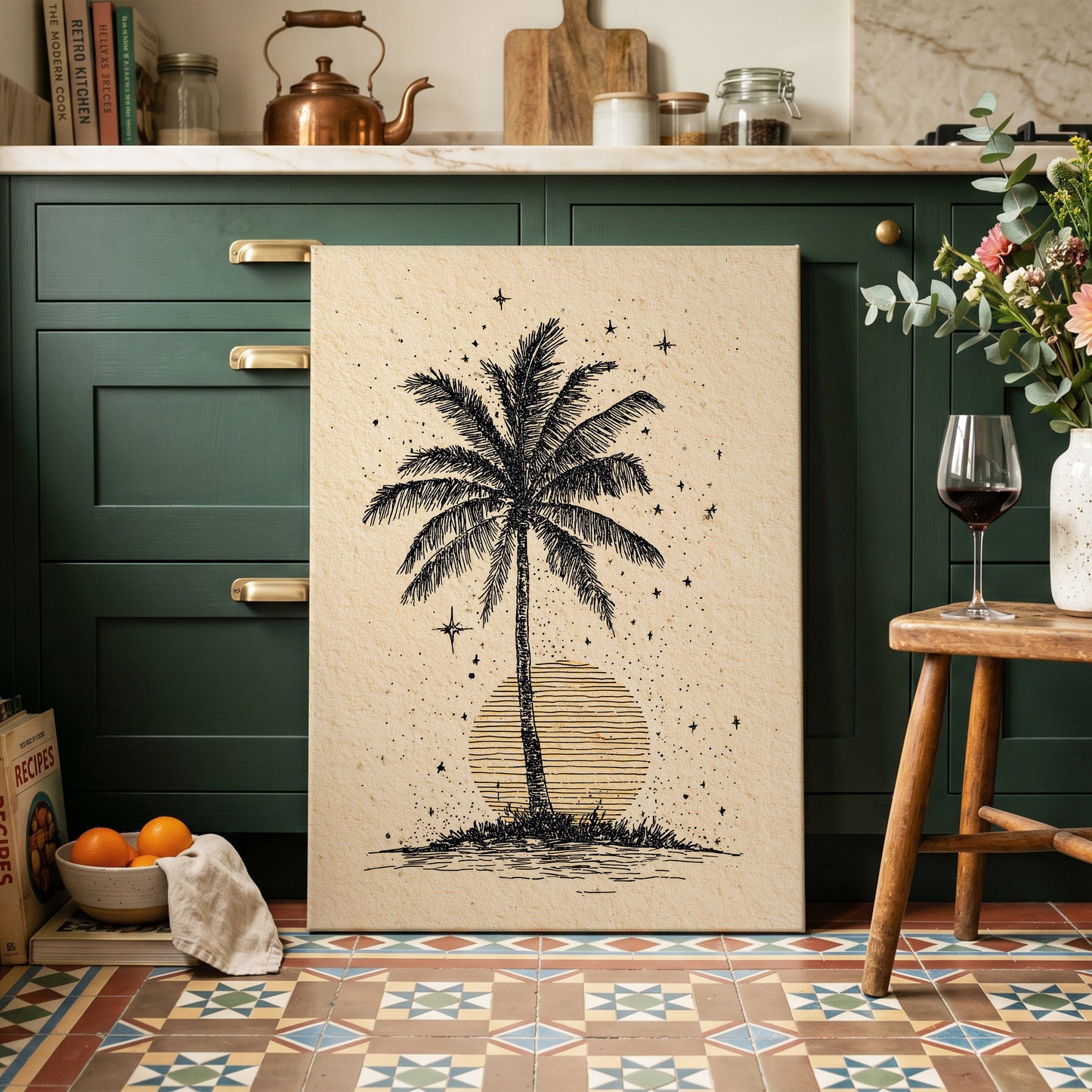 Starlit Palm – canvas wall art in a styled interior, gallery view 1