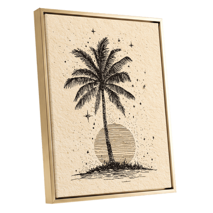 Starlit Palm – gold framed canvas option