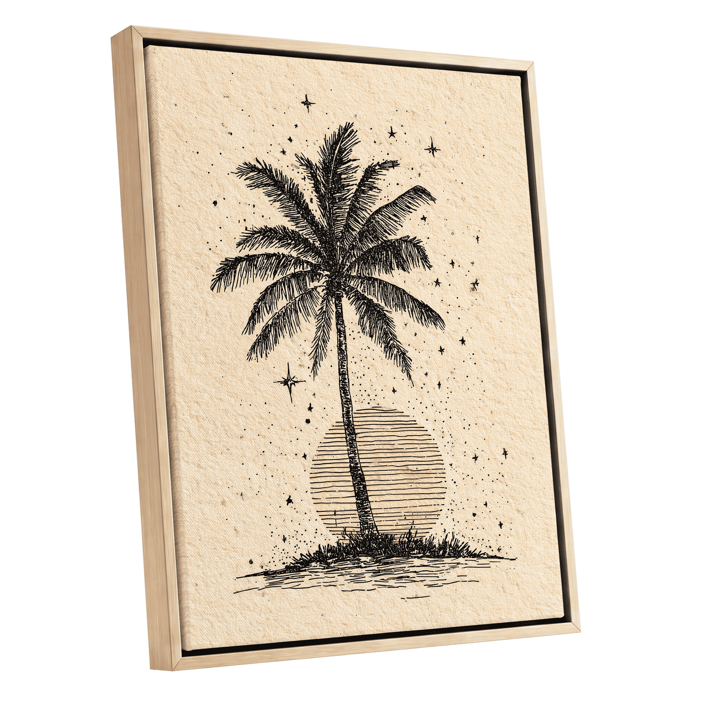 Starlit Palm – oak framed canvas option