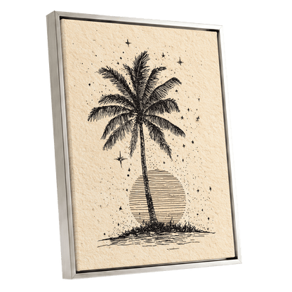 Starlit Palm – silver framed canvas option
