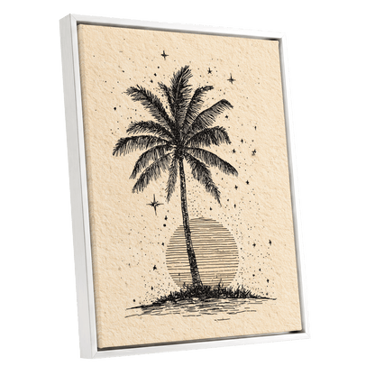 Starlit Palm – white framed canvas option