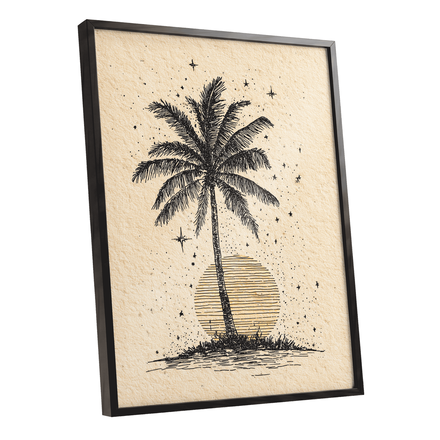 Starlit Palm – black framed poster option