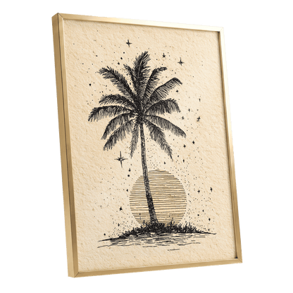 Starlit Palm – gold framed poster option