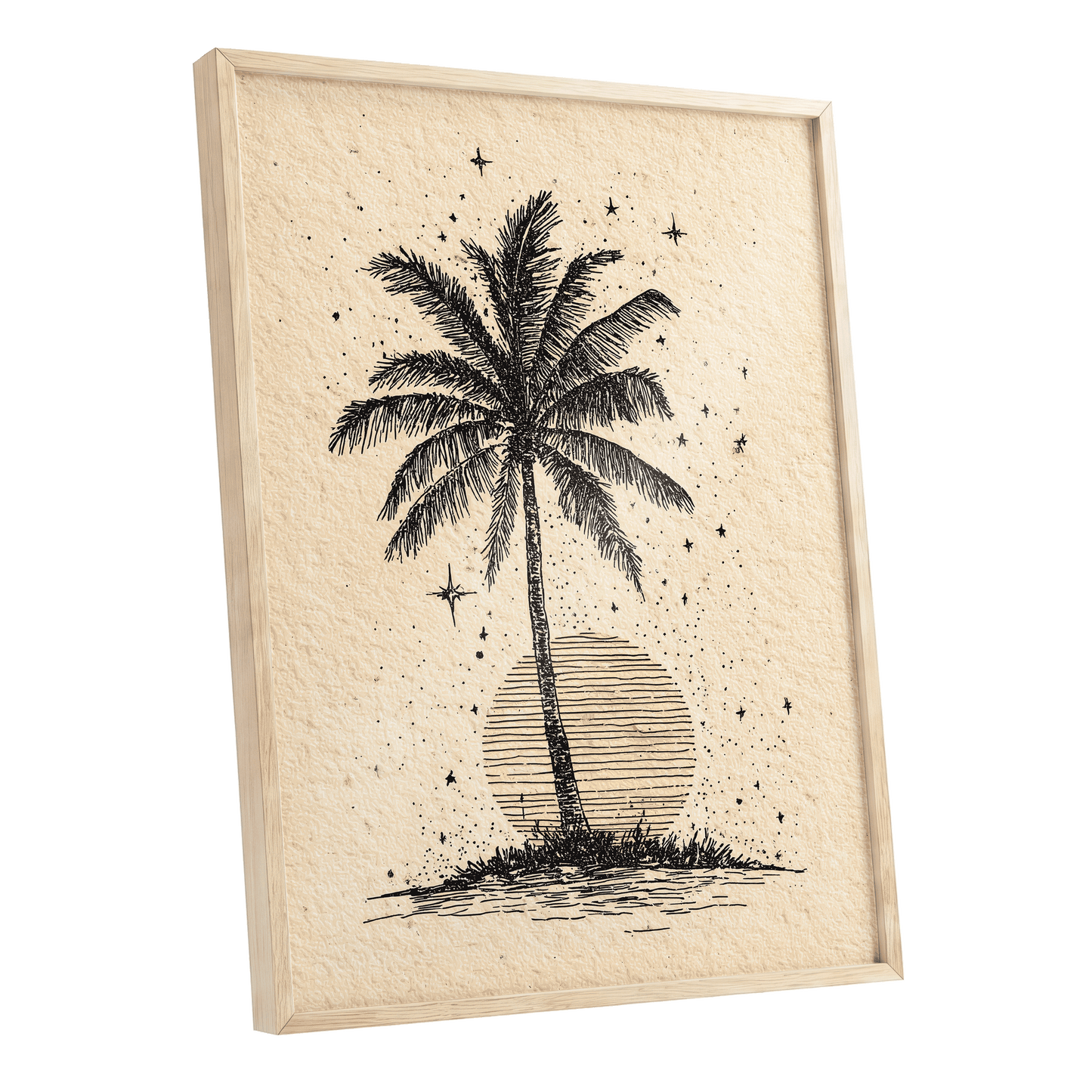 Starlit Palm – oak framed poster option