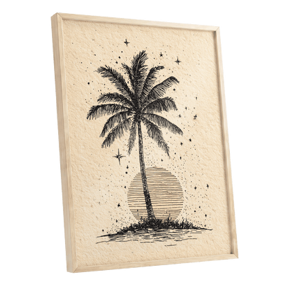 Starlit Palm – oak framed poster option