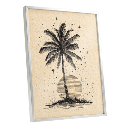 Starlit Palm – silver framed poster option