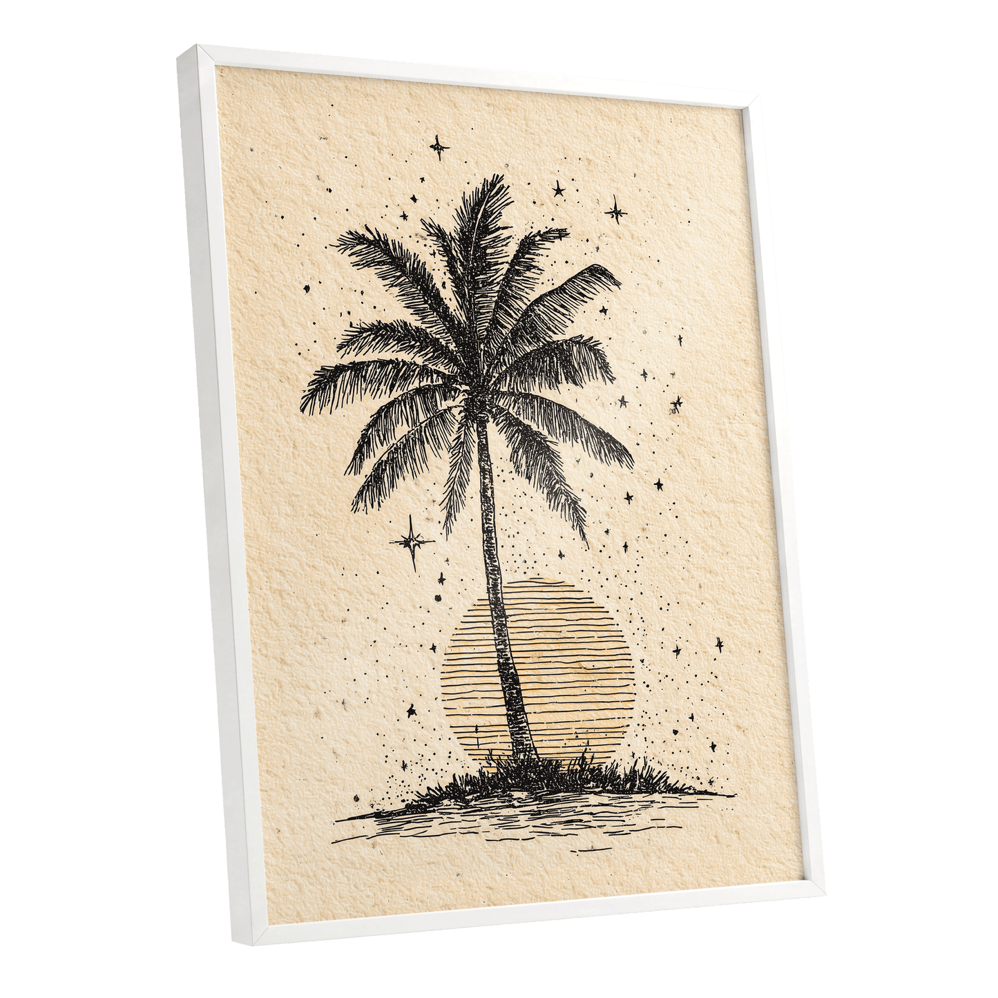Starlit Palm – white framed poster option