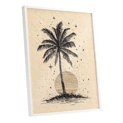 Starlit Palm – white framed poster option