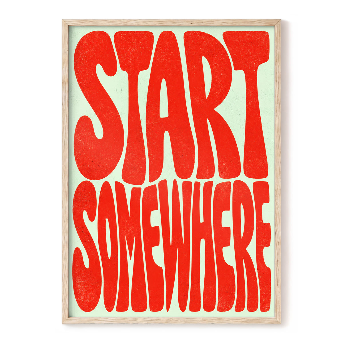 Start Somewhere, red, green abstract wall art, front artwork view