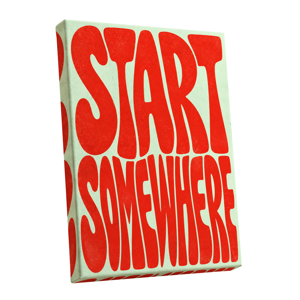 Start Somewhere, red, green abstract wall art shown as a stretched canvas wall art