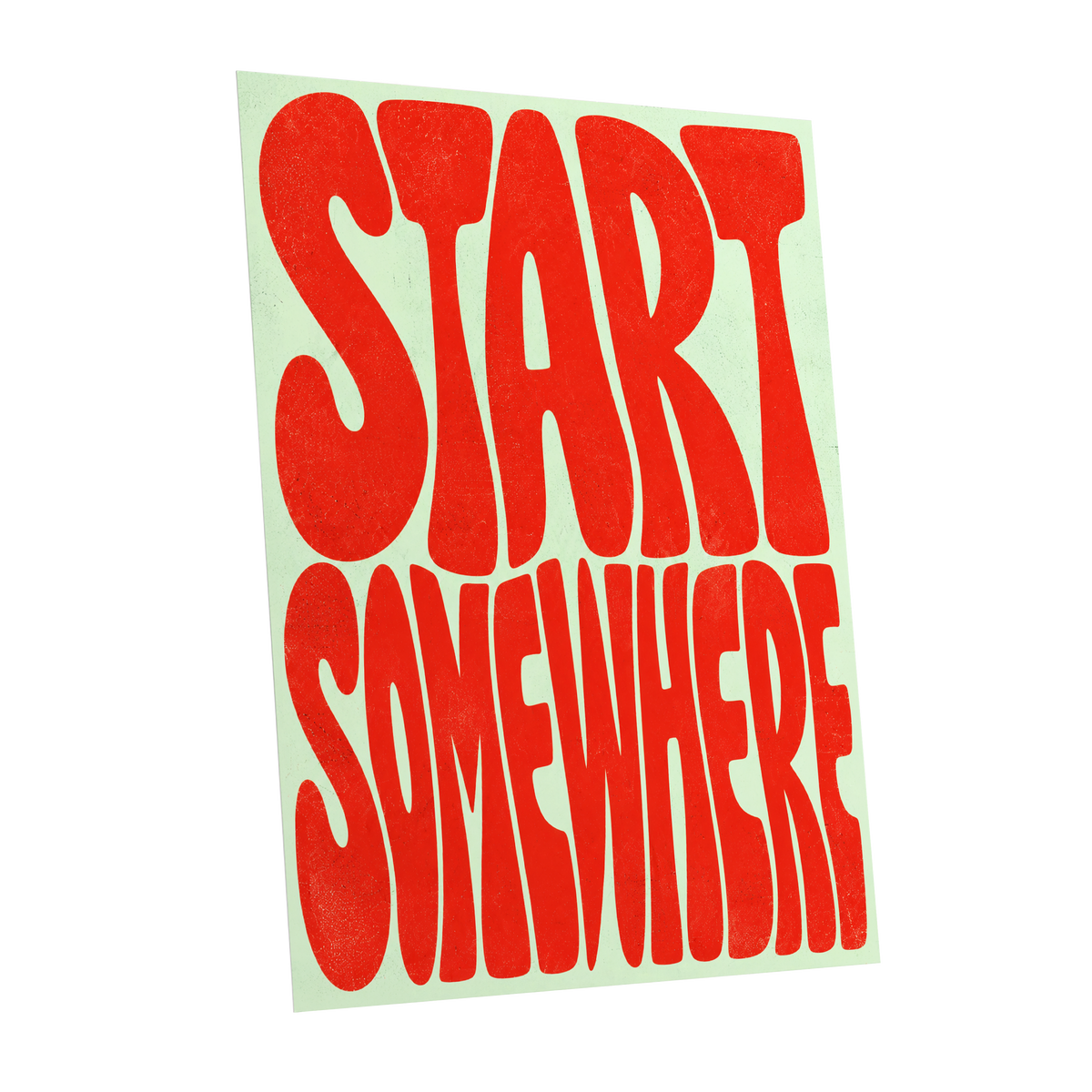 Start Somewhere, red, green abstract wall art shown as a unframed poster wall art print