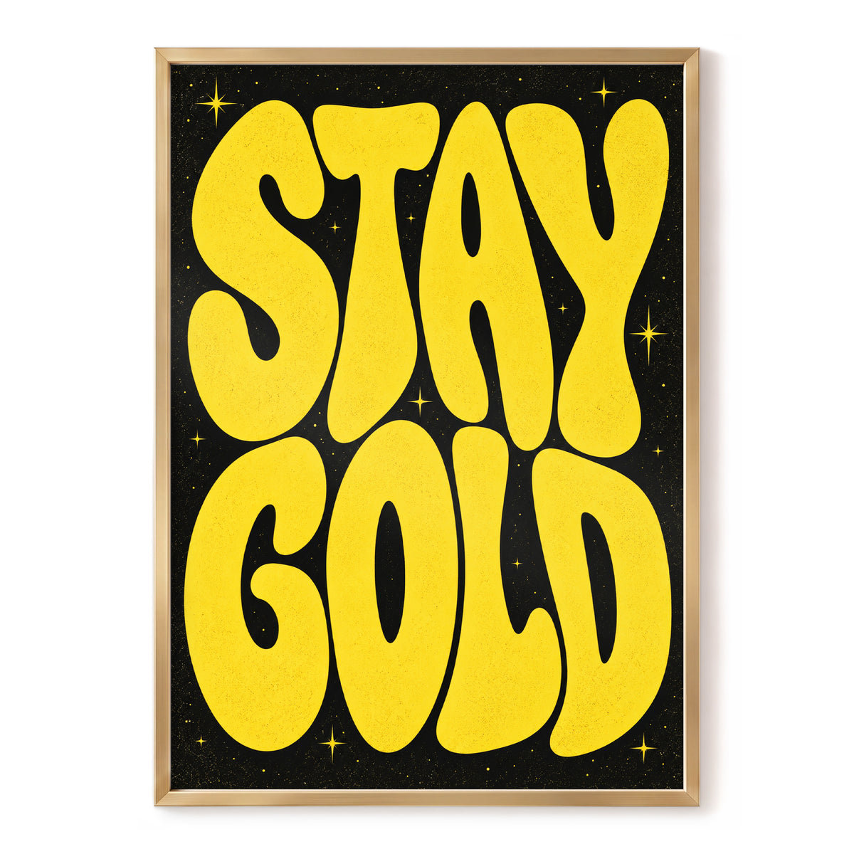 Stay Gold Starburst, yellow, black abstract wall art, front artwork view
