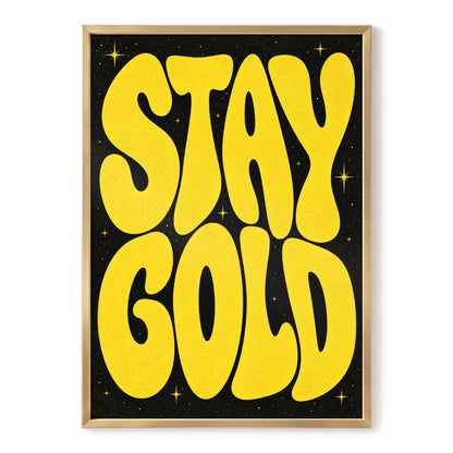 Stay Gold Starburst, yellow, black abstract wall art, front artwork view