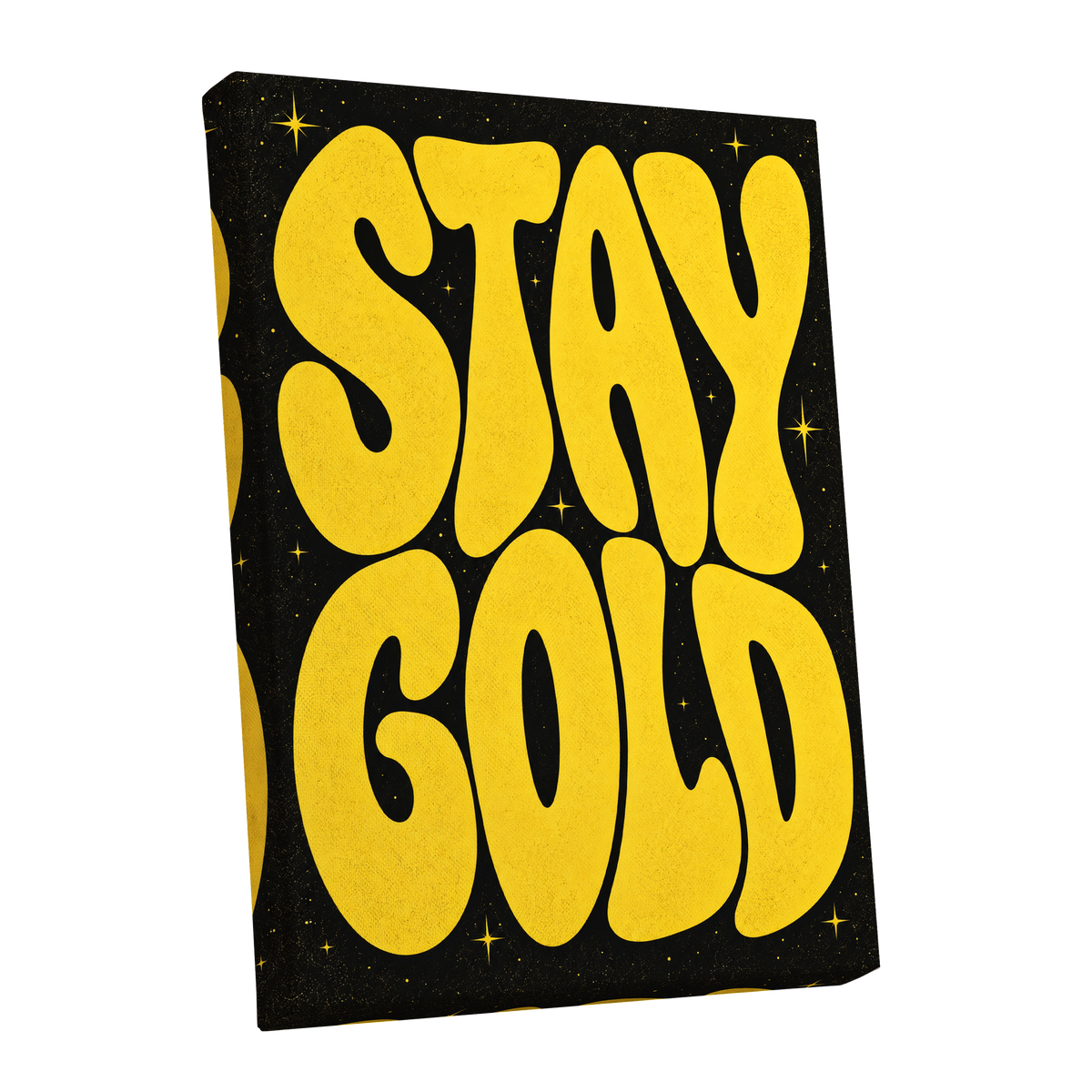 Stay Gold Starburst, yellow, black abstract wall art shown as a stretched canvas wall art