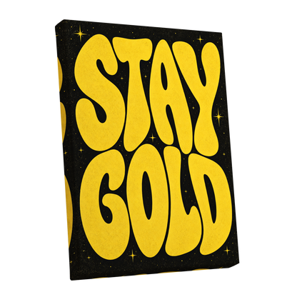 Stay Gold Starburst, yellow, black abstract wall art shown as a stretched canvas wall art