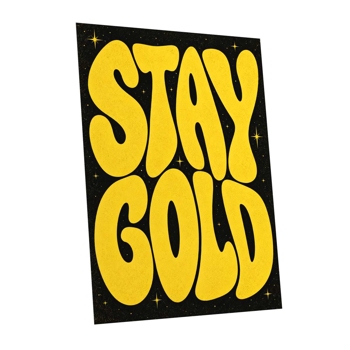 Stay Gold Starburst, yellow, black abstract wall art shown as a unframed poster wall art print
