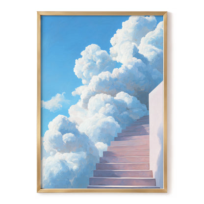 Steps Into Daylight, blue, white, pink nature wall art, front artwork view