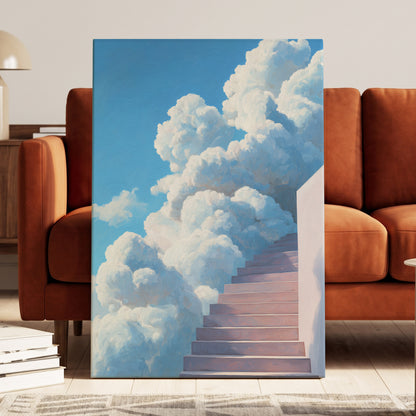 Steps Into Daylight, blue, white, pink nature wall art displayed in a styled interior, gallery view 7