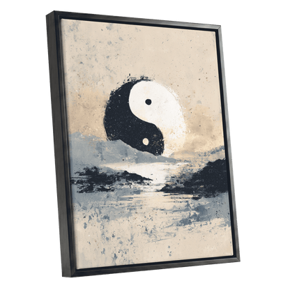 Stillness in Balance – black framed canvas option
