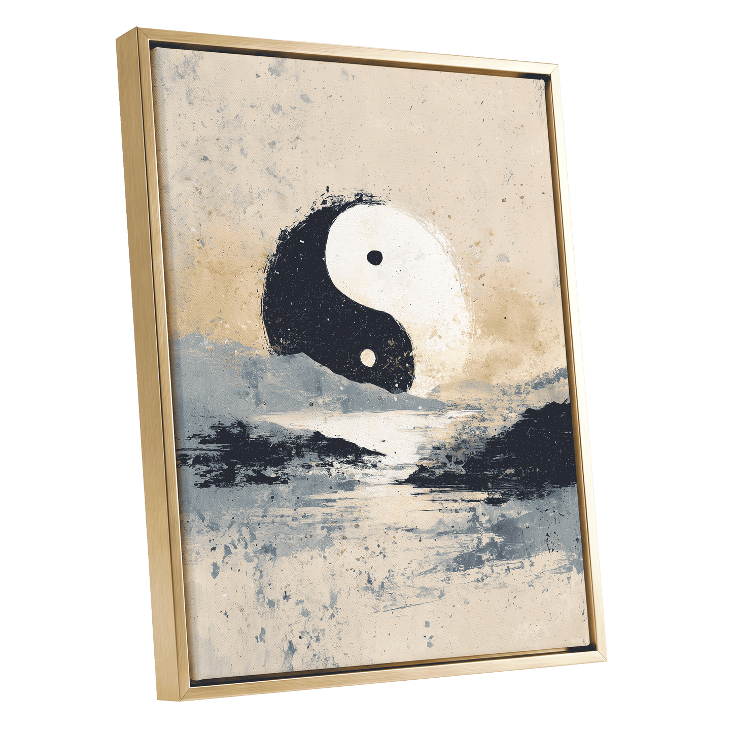 Stillness in Balance – gold framed canvas option