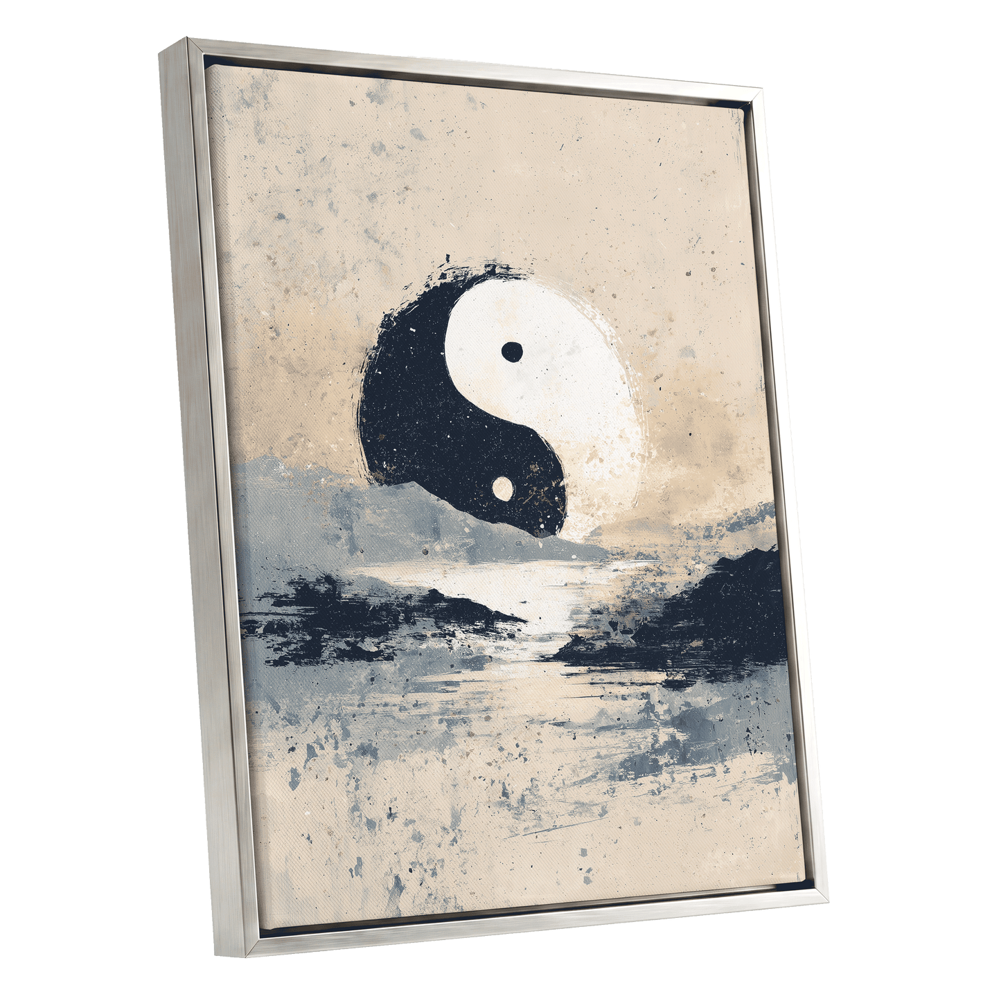 Stillness in Balance – silver framed canvas option