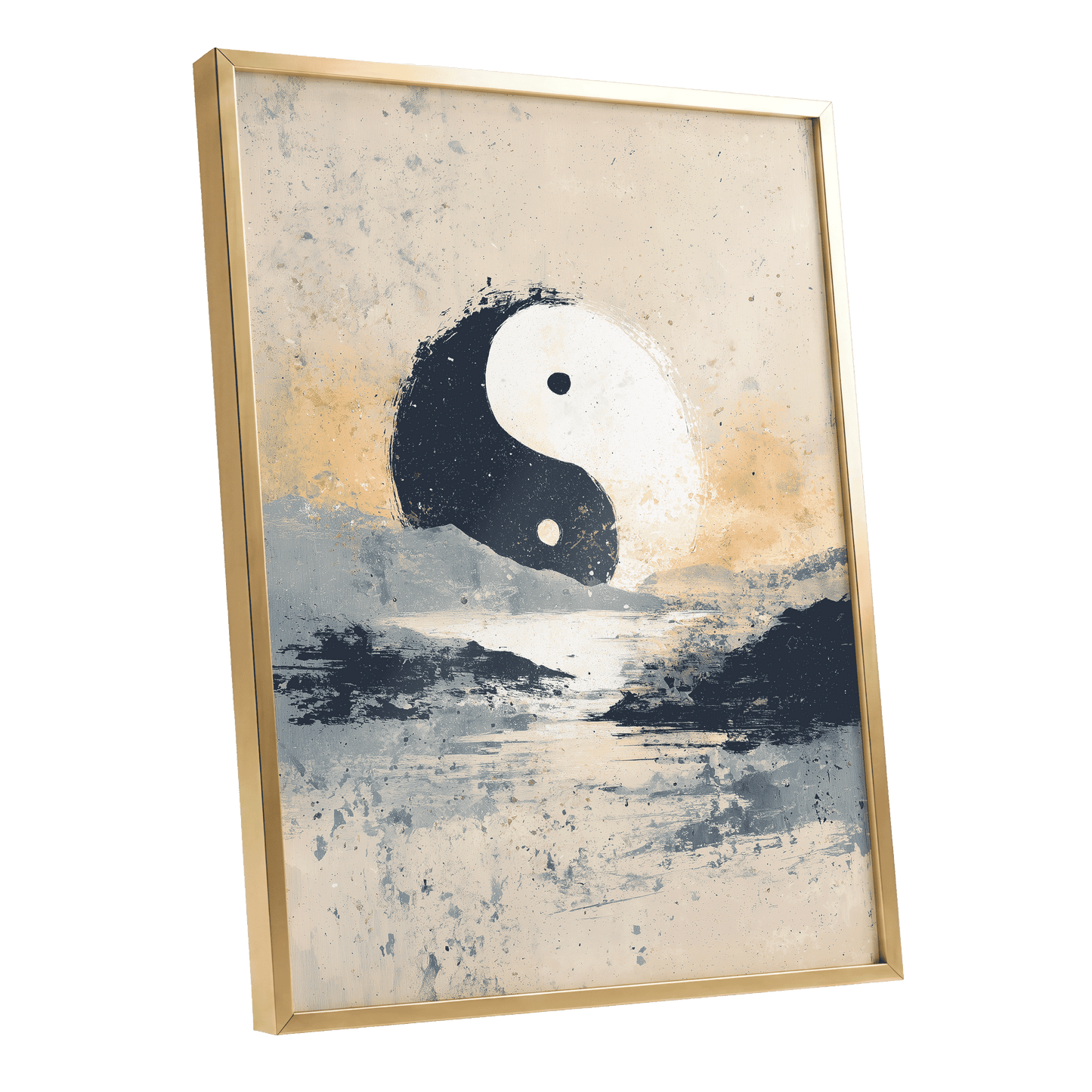 Stillness in Balance – gold framed poster option