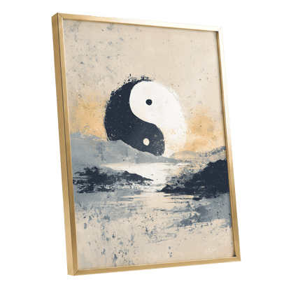 Stillness in Balance – gold framed poster option