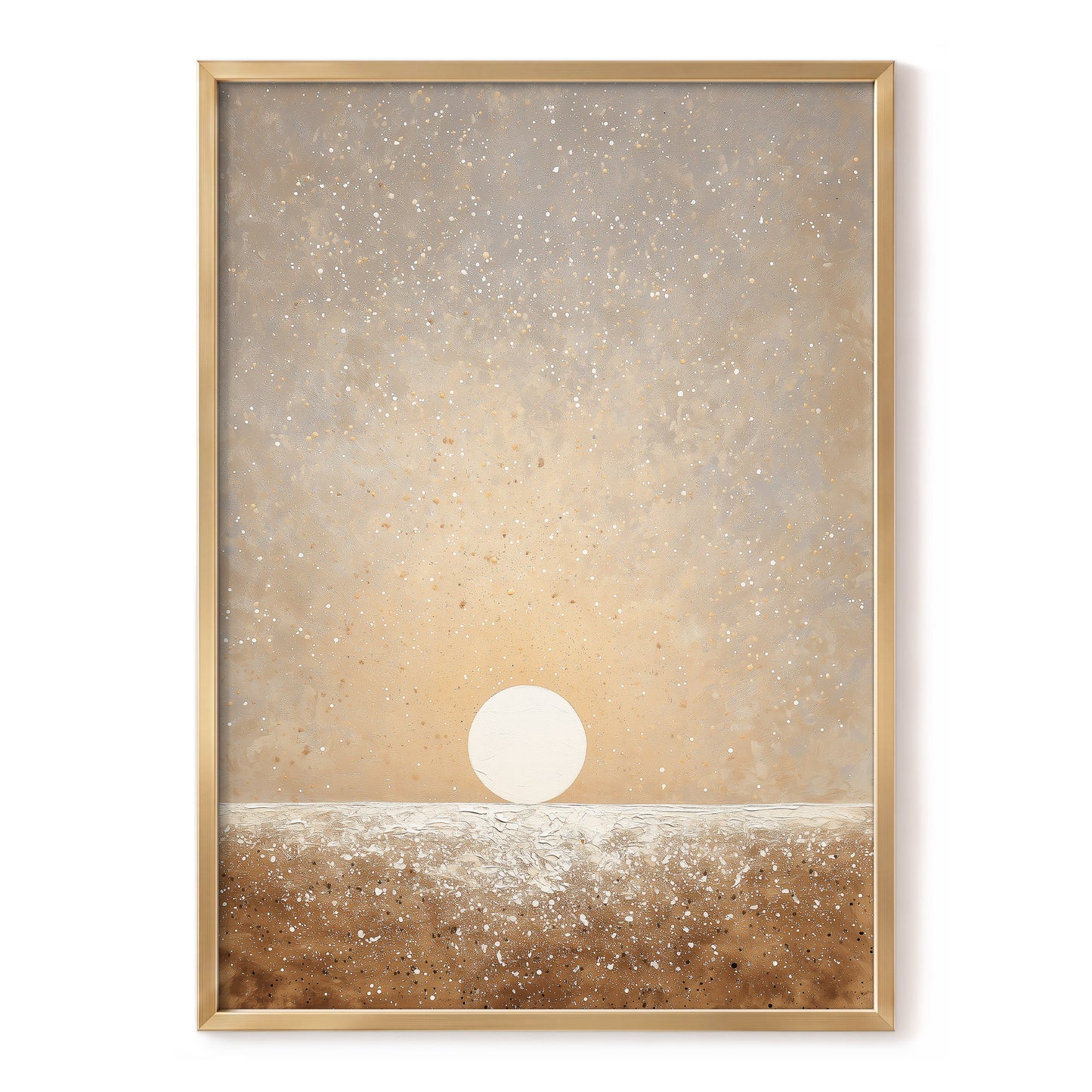 Stillpoint Horizon, beige, white, brown minimalist wall art, front artwork view