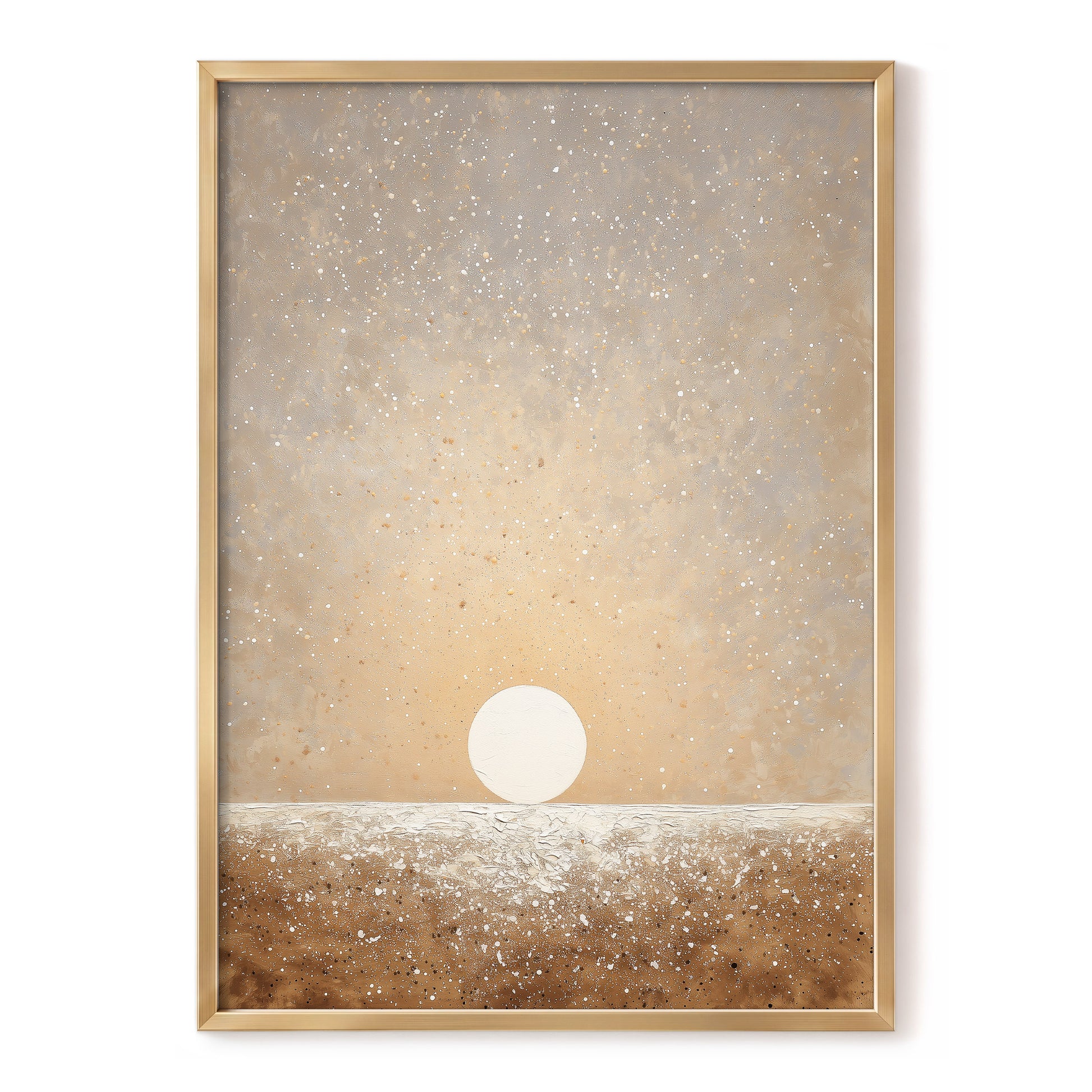 Stillpoint Horizon, beige, white, brown minimalist wall art, front artwork view